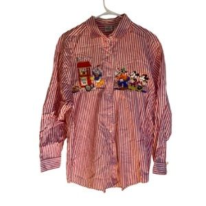 The Disney Store White&Red Stripe Shirt with embroidery characters.